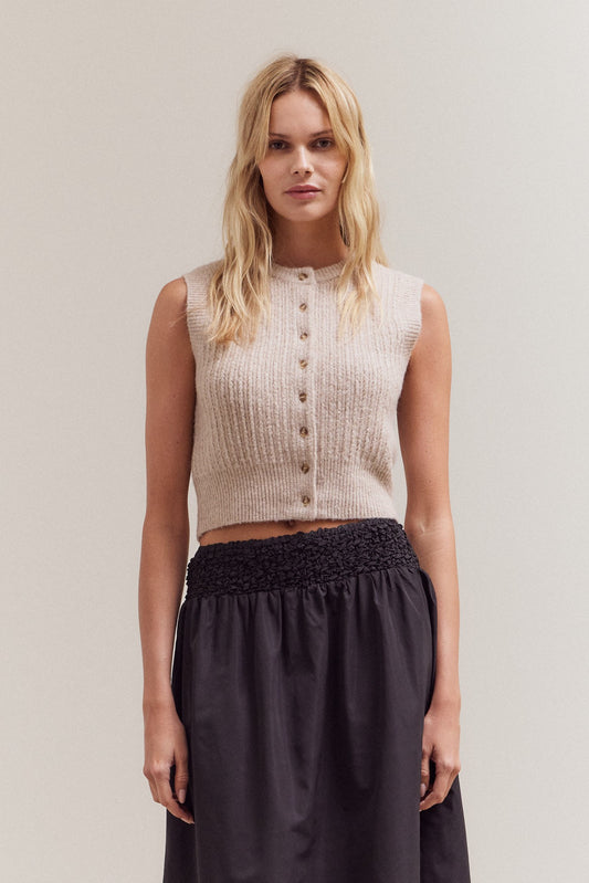 Button Sleeveless Sweater