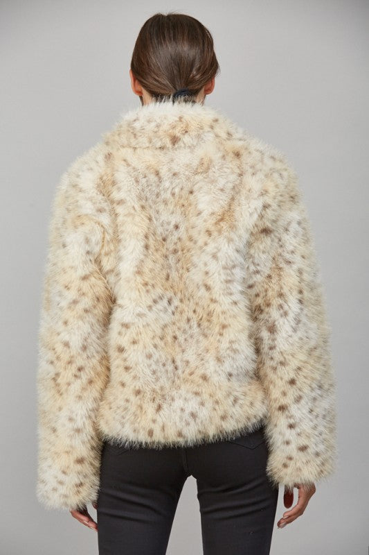 Animal Pattern Faux Fur Jacket