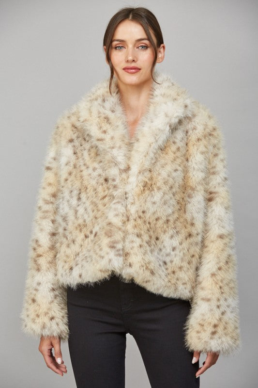 Animal Pattern Faux Fur Jacket