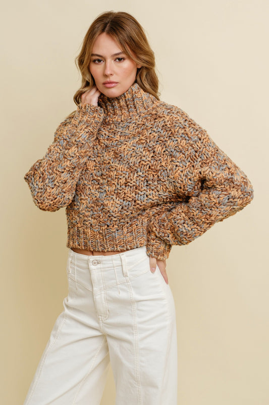 Multicolored Mock Neck Sweater