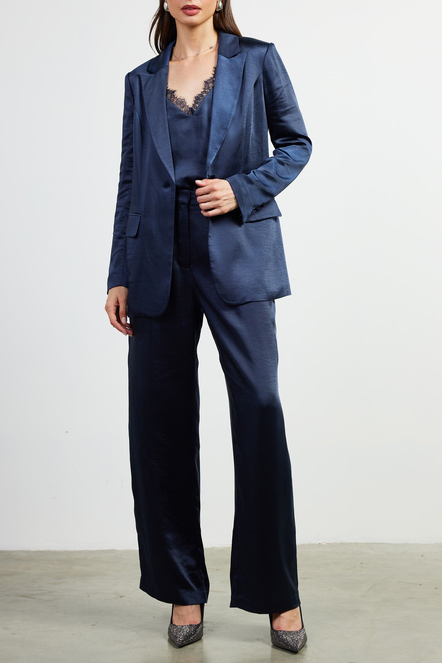 Navy One Button Blazer
