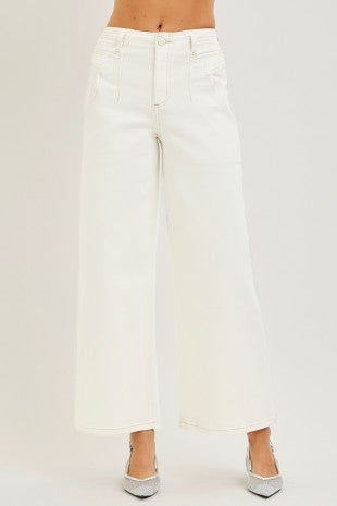 High Rise Ankle Wide Pants