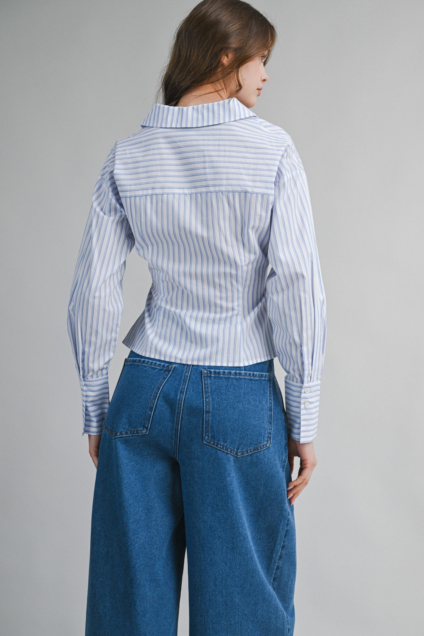 Pinstripe Wrap Blouse