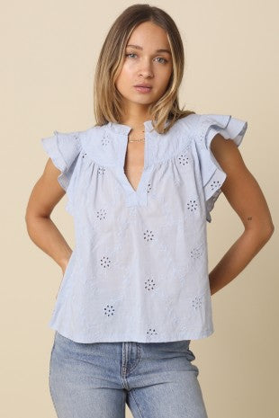 Eyelet Ruffle Blouse