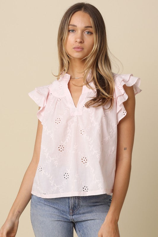 Eyelet Ruffle Blouse
