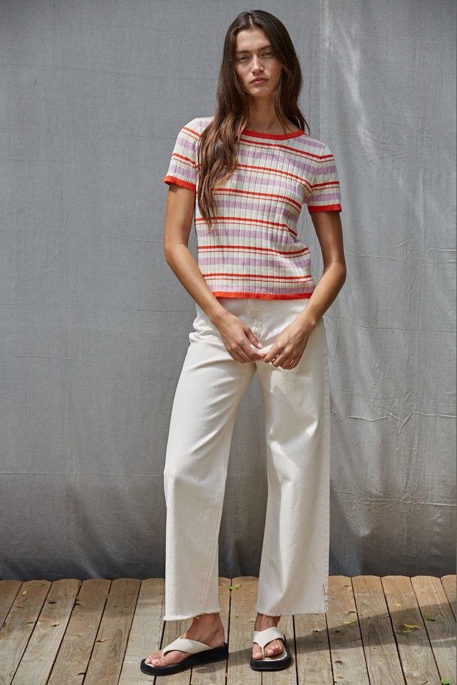 Striped Short Sleeve Top