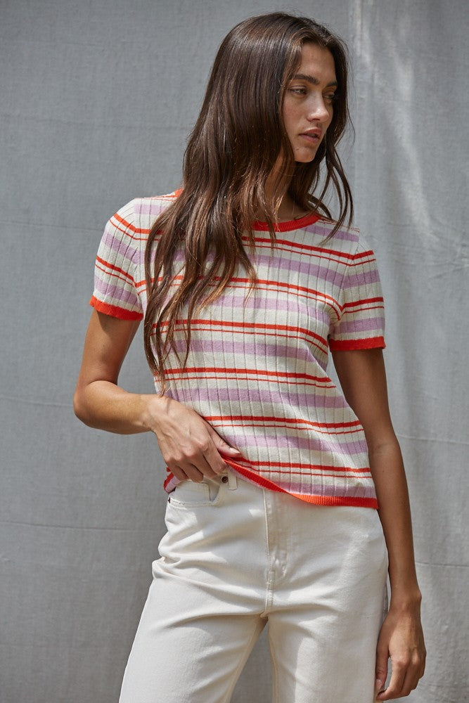 Striped Short Sleeve Top