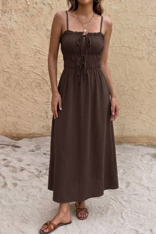 Mocha Tie Front Maxi