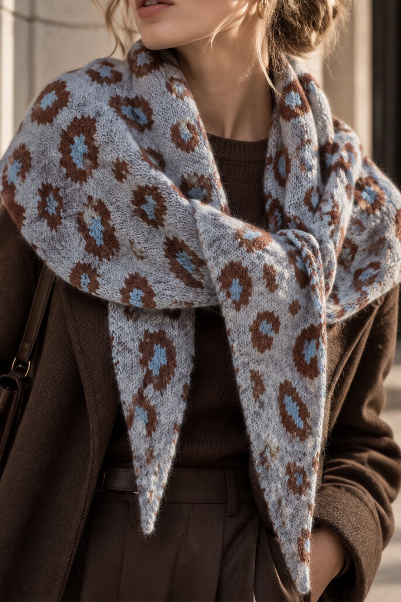 Leopard Print Knit Scarf