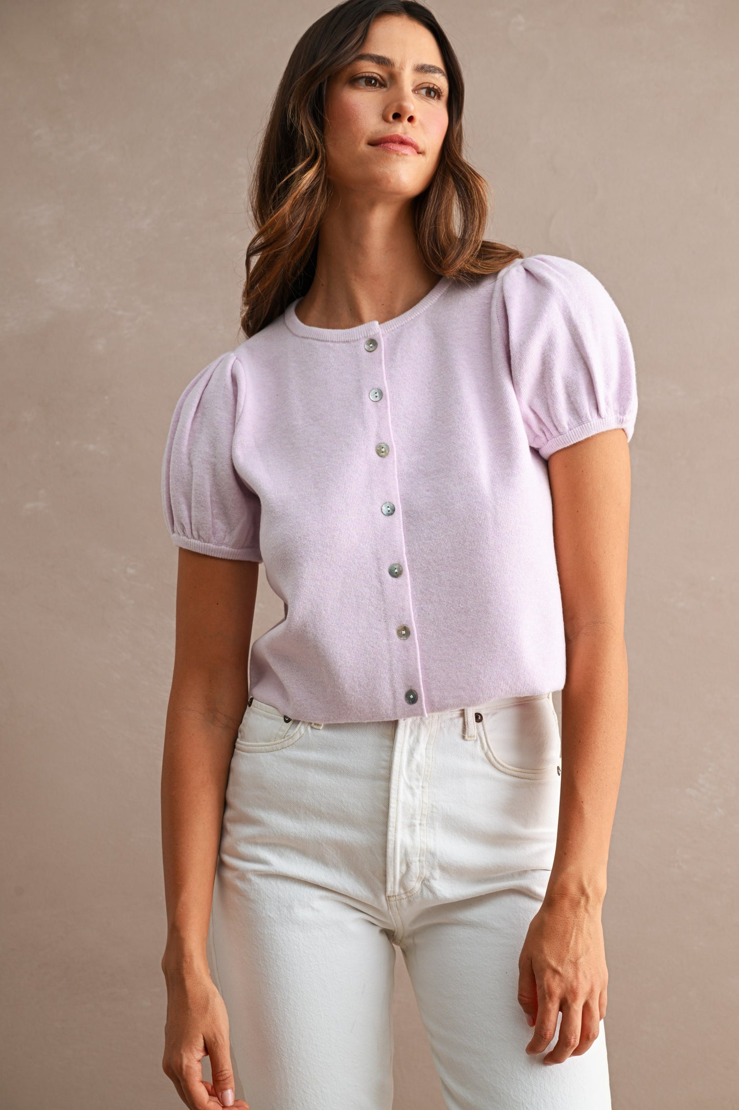 Puff Sleeve Knit Cardigan