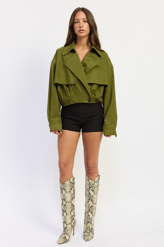 Suede Short Trench Coat