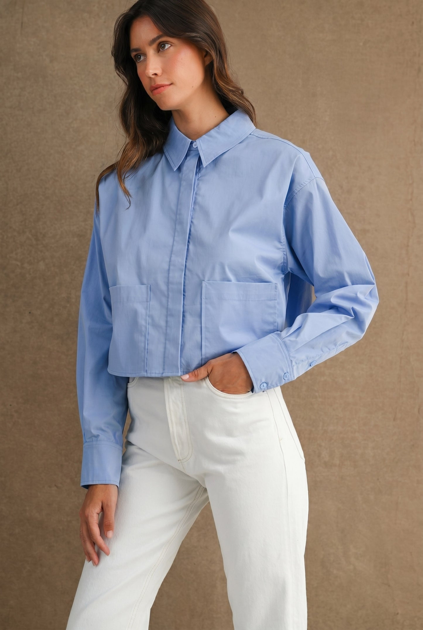 Cropped Button Down Shirt