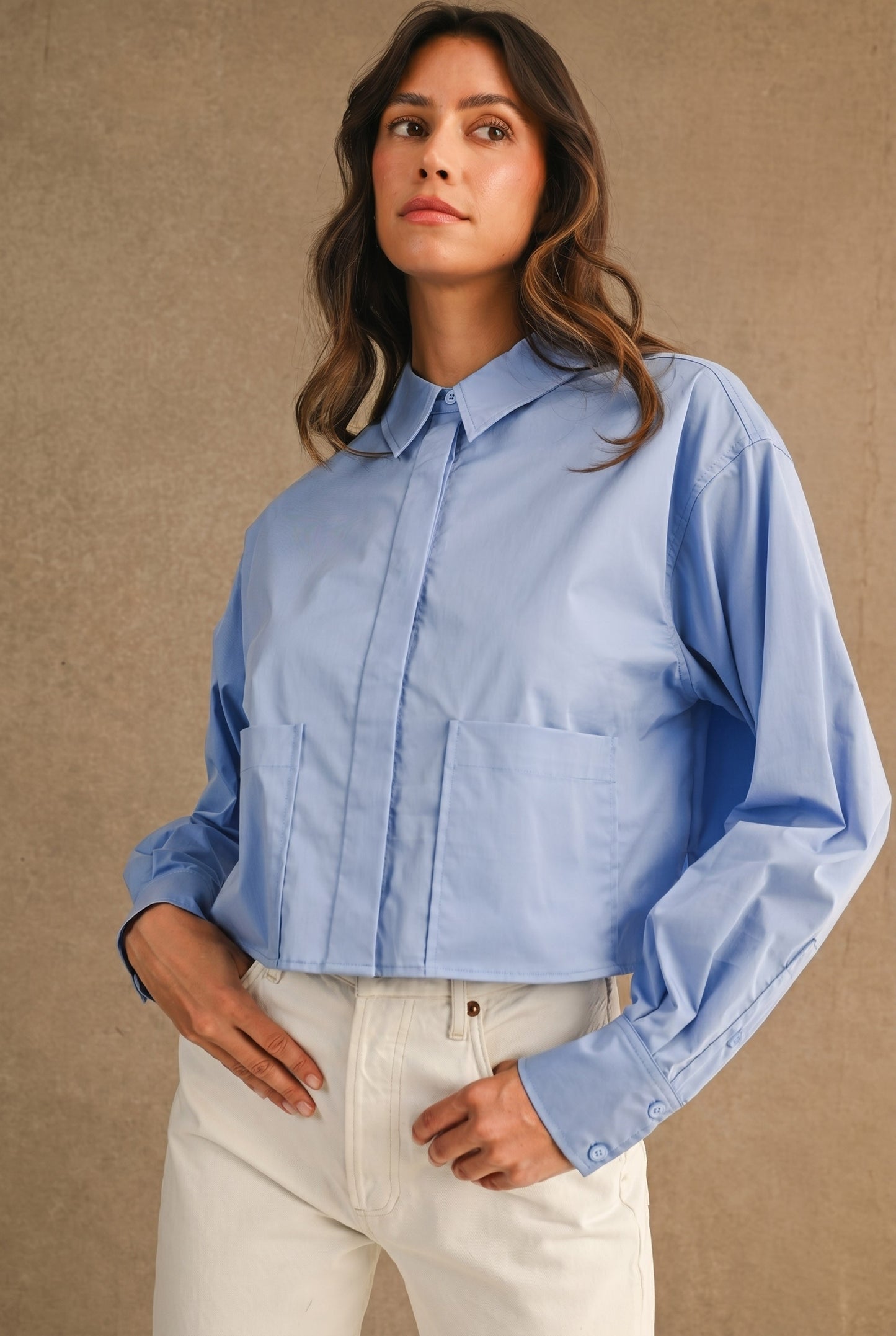 Cropped Button Down Shirt