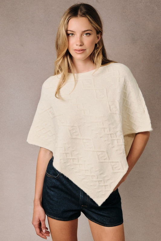 Cable-Knit Poncho Sweater