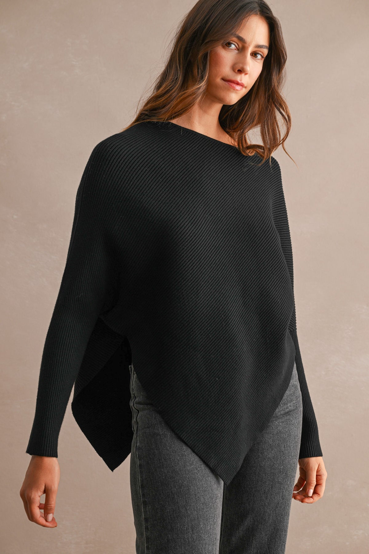 Ribbed Asymmetrical Sweater