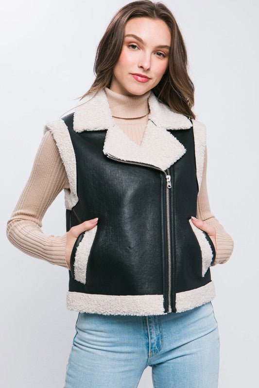 Faux Black Leather Vest