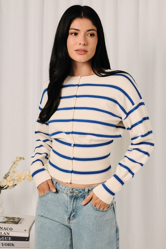 Stripe Button Front Sweater