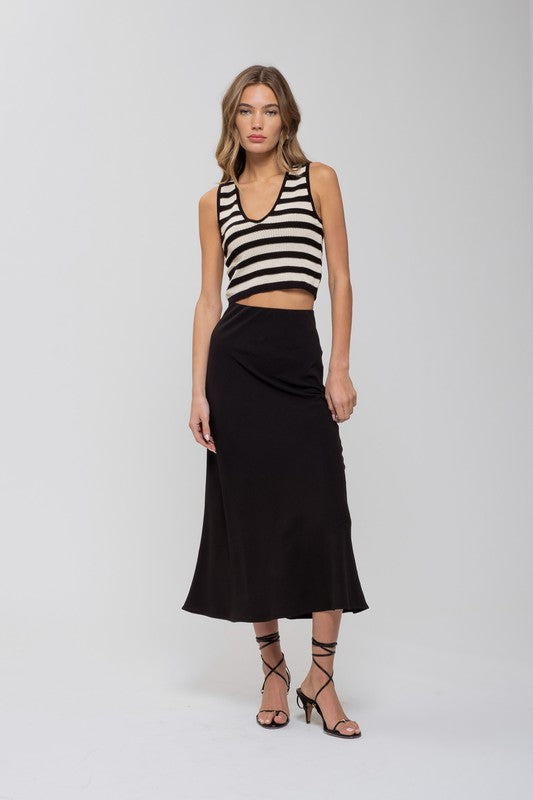 High Waist Slip Midi Skirt