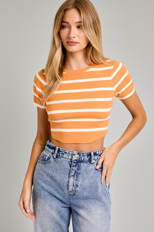 Basic Stripe Crop Tee