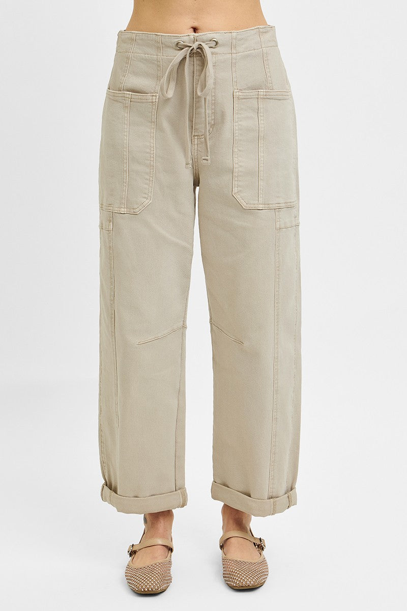 High Rise Cropped Barrel Jean