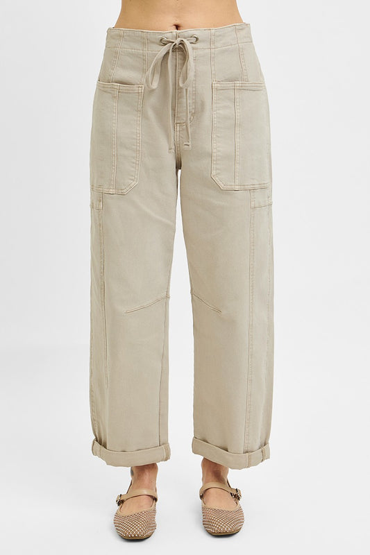 High Rise Cropped Barrel Jean