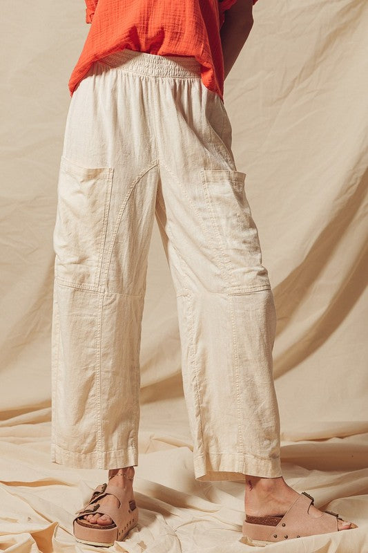 Woven Wide Leg Linen Pants