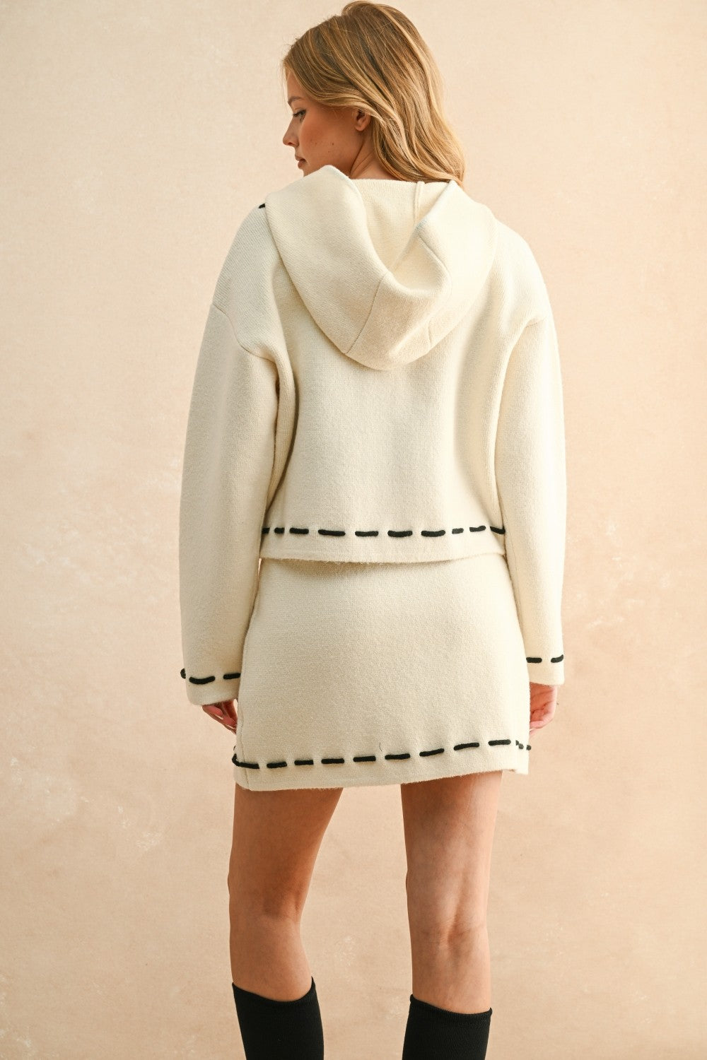 Knit Detail Hood Cardigan