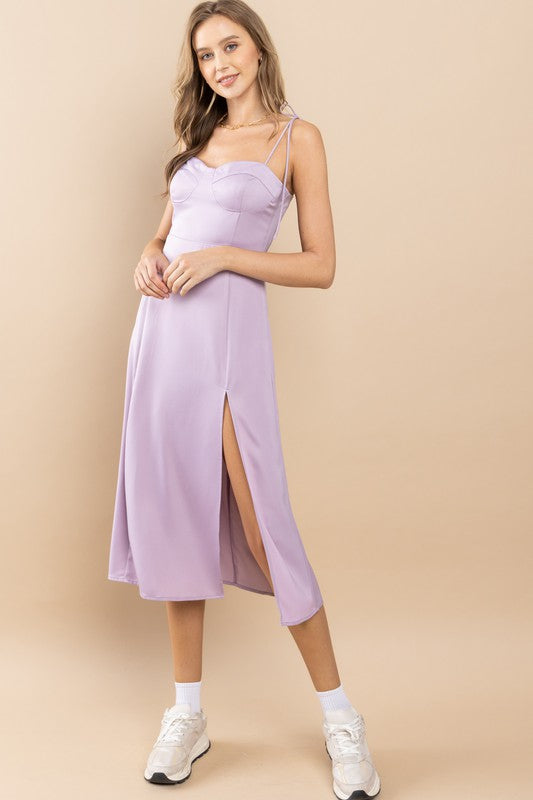 Satin Spaghetti Strap Midi Dress