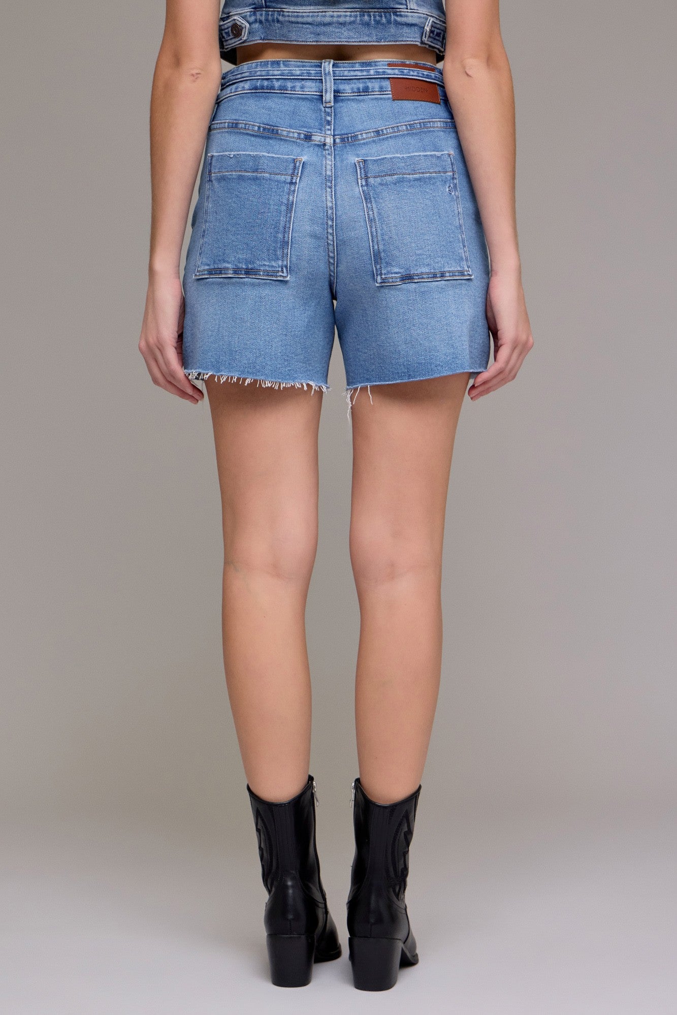 Hidden A-Line Tie Denim Shorts