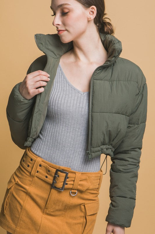 High- Neck Crop Puffer Jacket