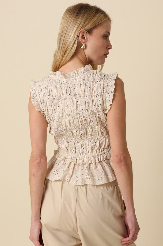 Smocked Ruffle Hem Top