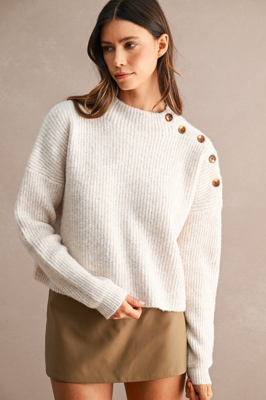 Knit Shoulder Button Sweater