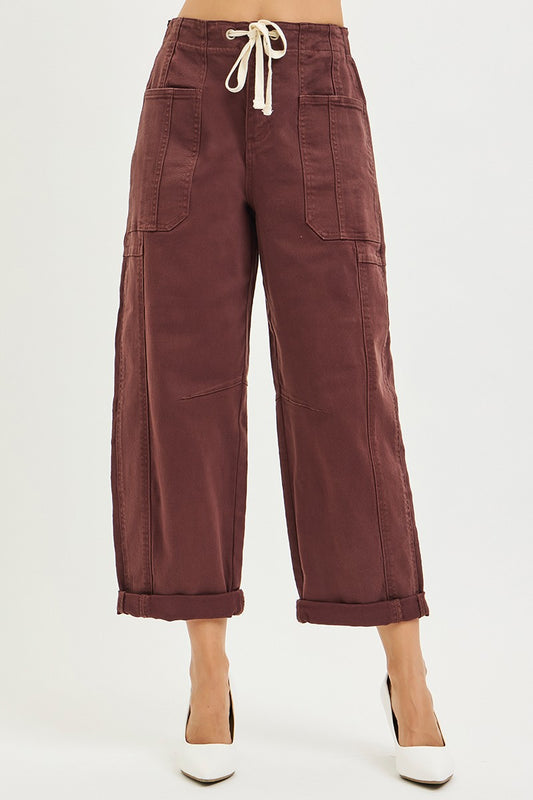 High-Rise Brown Barrel Jean