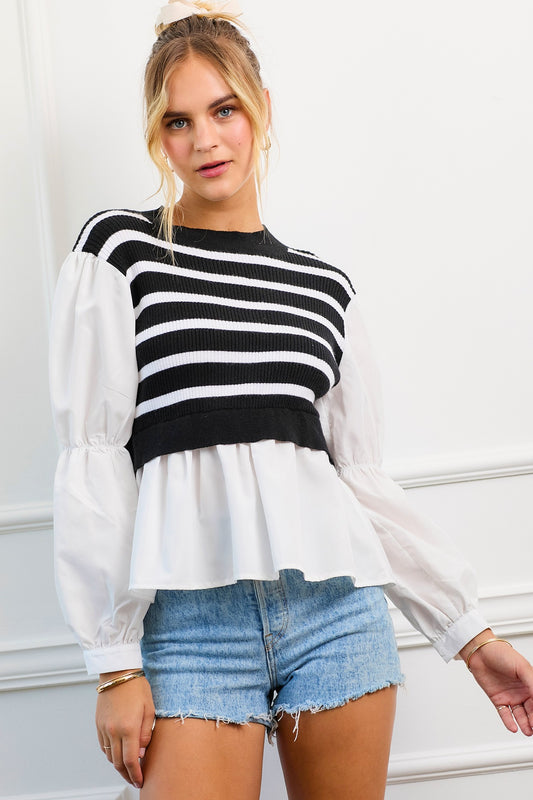 Striped Peplin Top