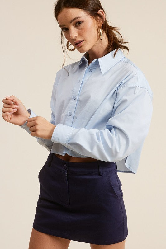 Crop Classic Button Down Top