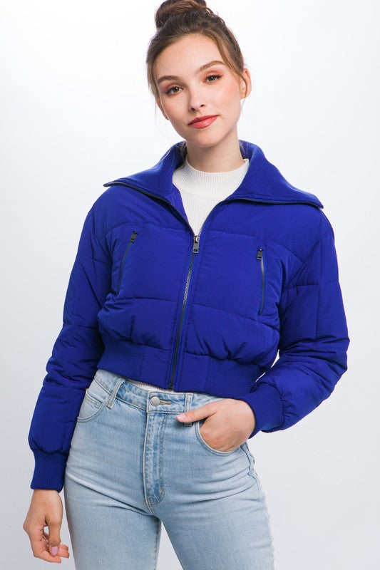 High Neck Cropped Puffer
