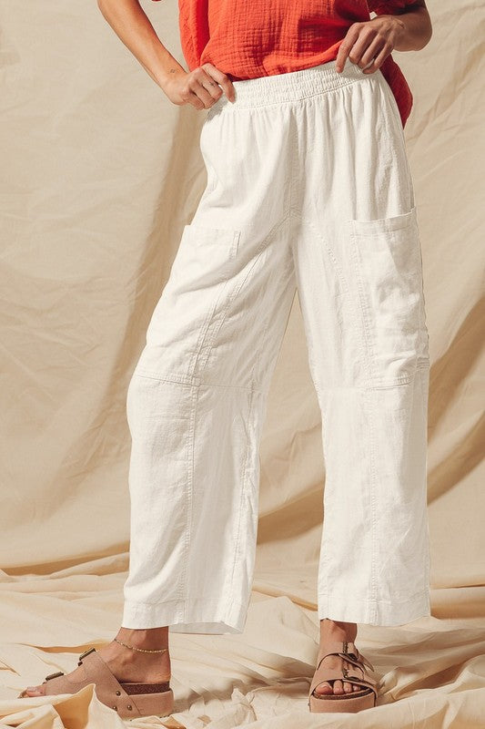 Woven Wide Leg Linen Pants