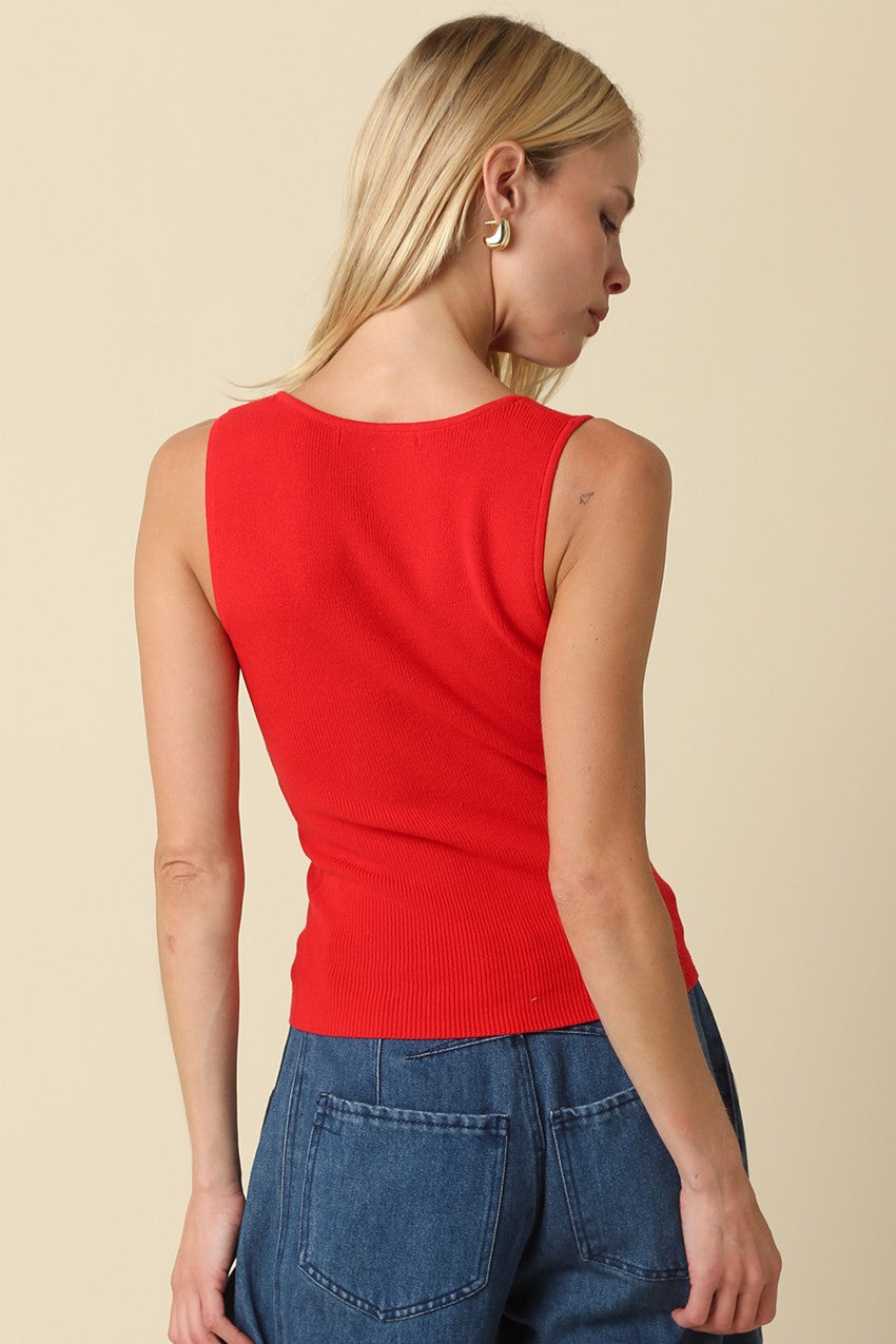 Notch Neckline Ribbed Tank