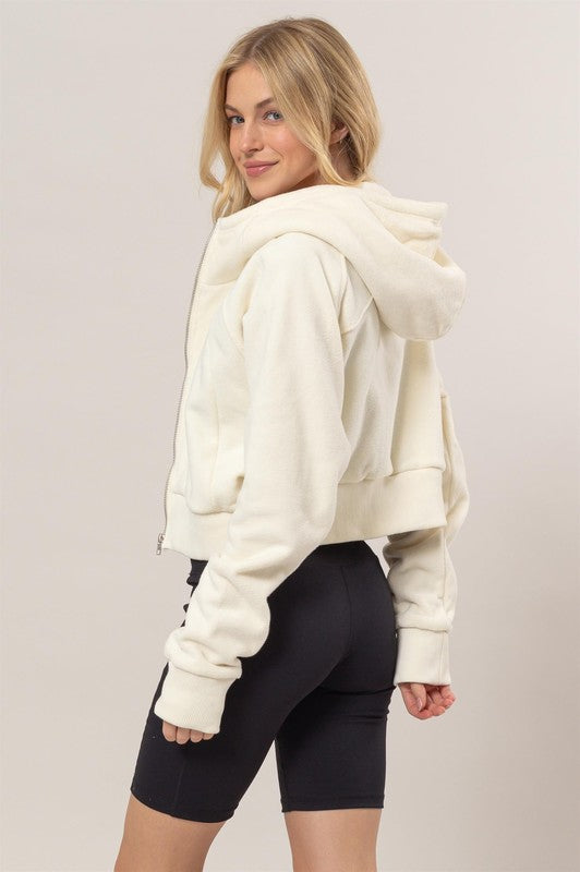 Fleece Zip-Front Hood Jacket