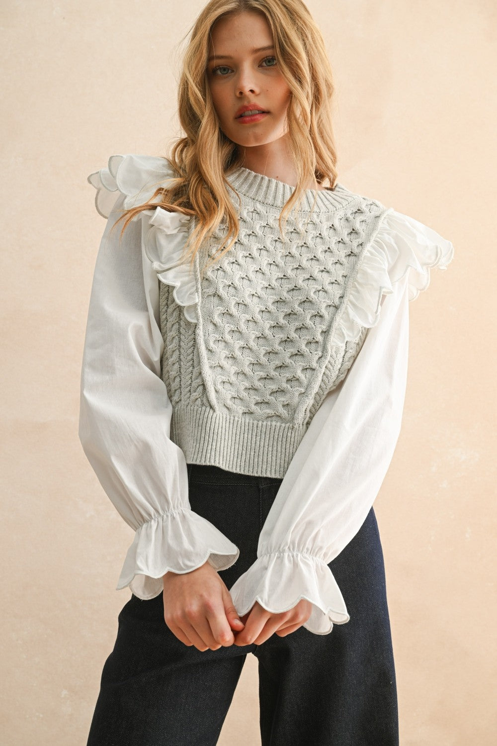 Ruffle Long Sleeve Sweater