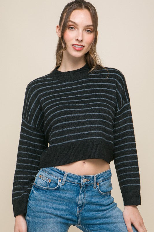 Midnight Striped Oversize Sweater