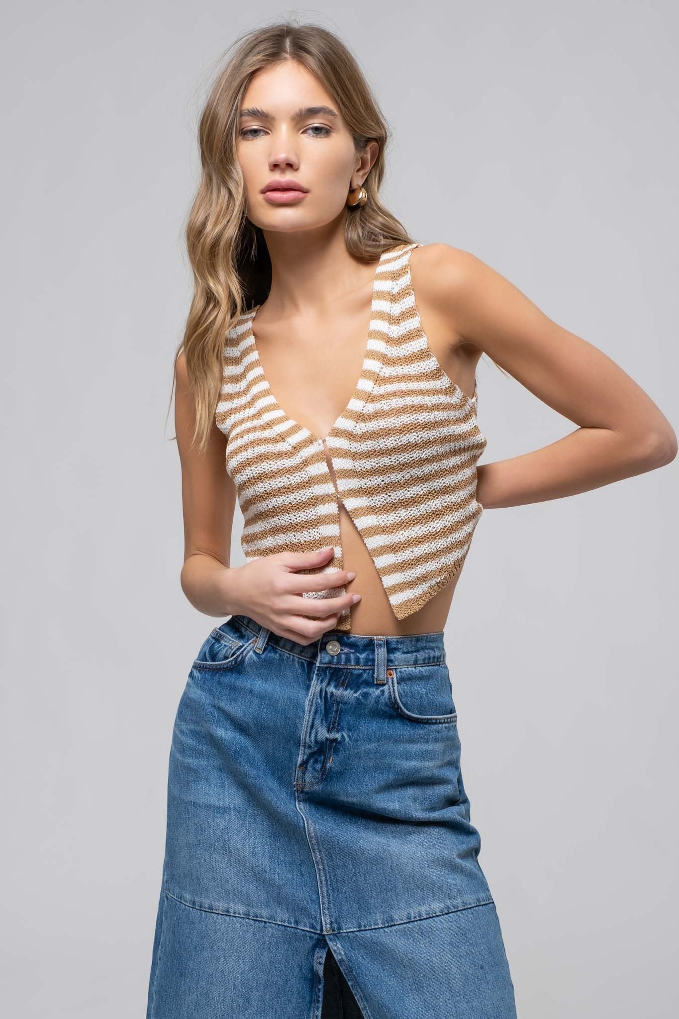 Stripe V-Neck Vest