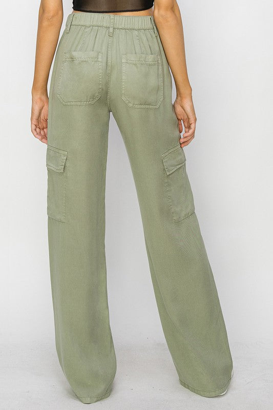 Tencel Wide Leg Cargo Pants