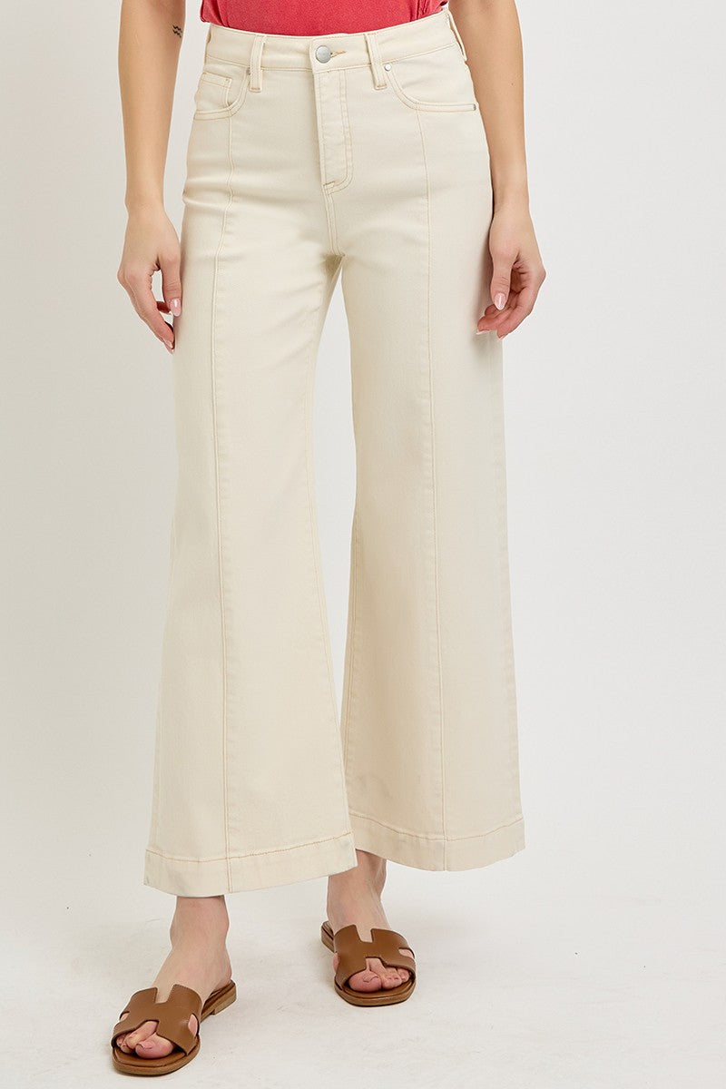 Crop Wide-Leg Ivory Jean