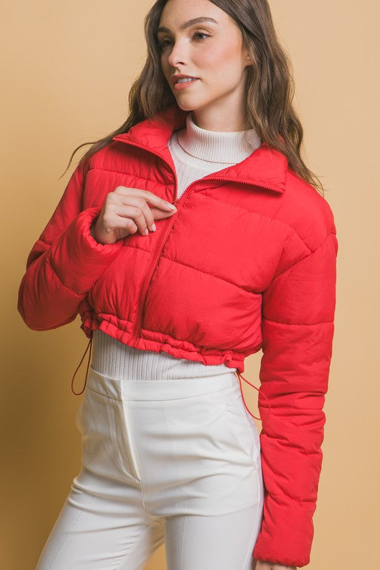 High- Neck Crop Puffer Jacket