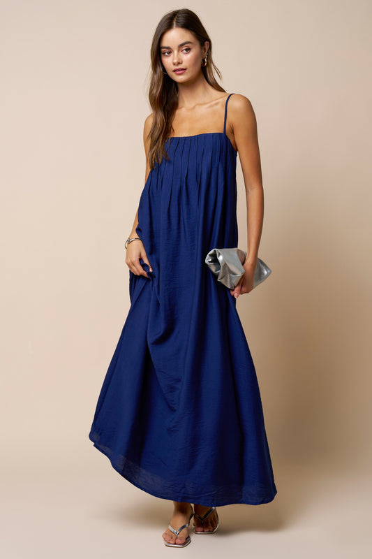 Pleated Flowy Maxi Dress