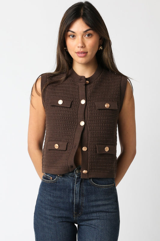 Button-Front Knit Vest