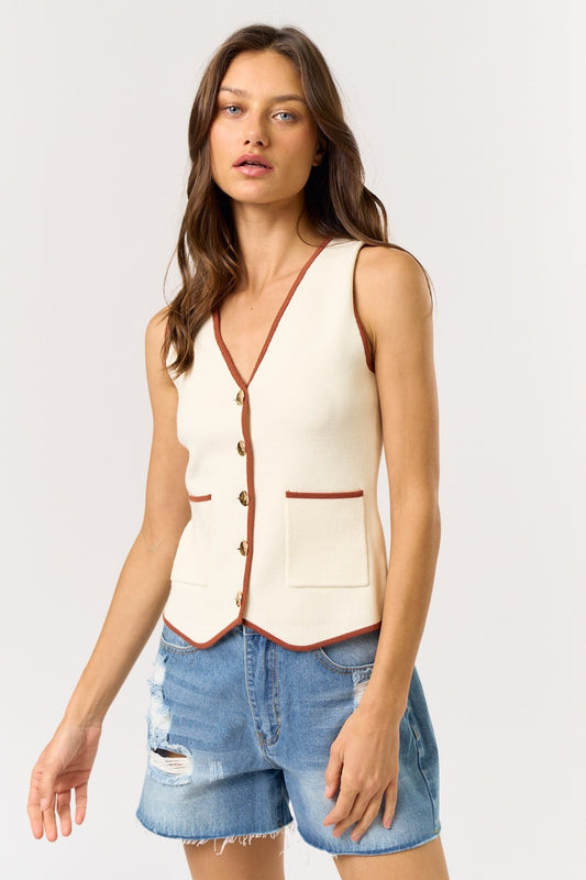 Button Down Britt Sweater Vest