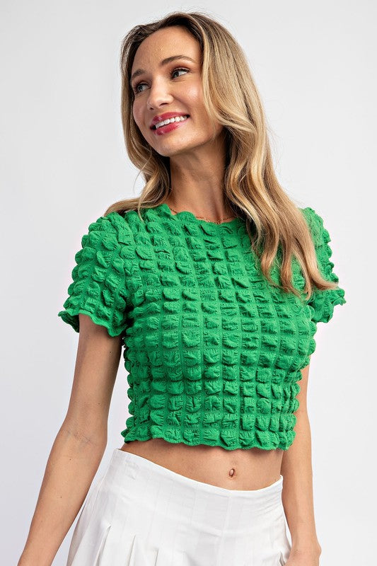 Geometric Textured Cropped Top