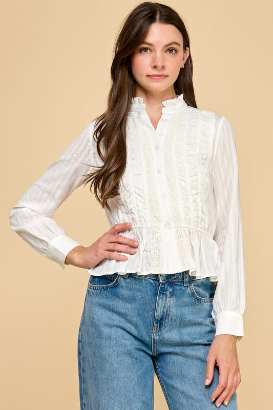 White Mockneck Blouse